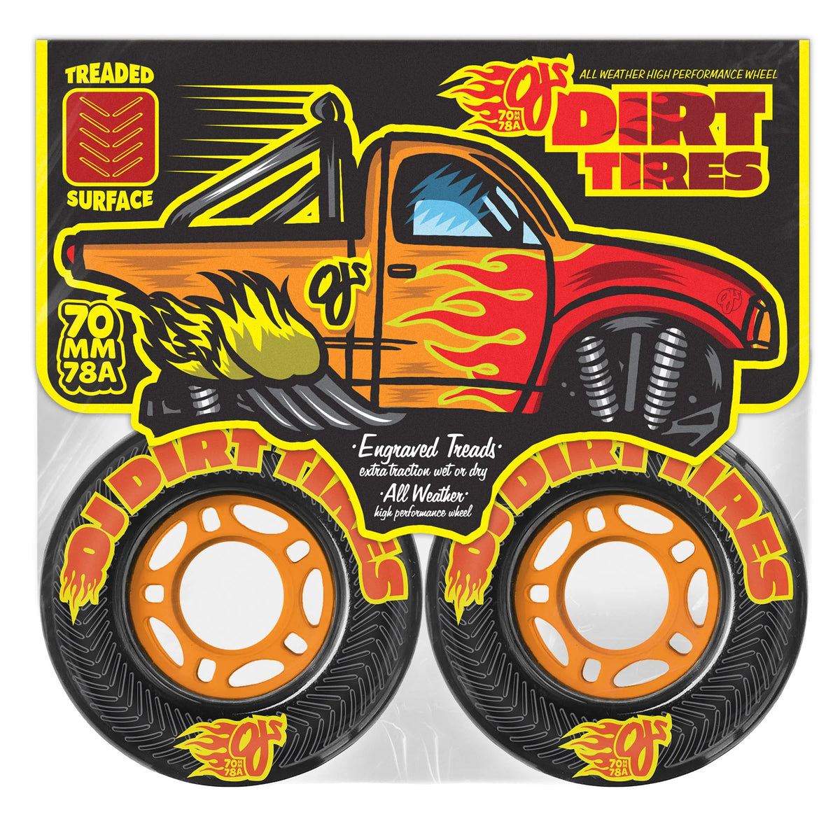 OJ Skateboard Wheels 70mm Dirt Tires Thunder Juice 78a - Black