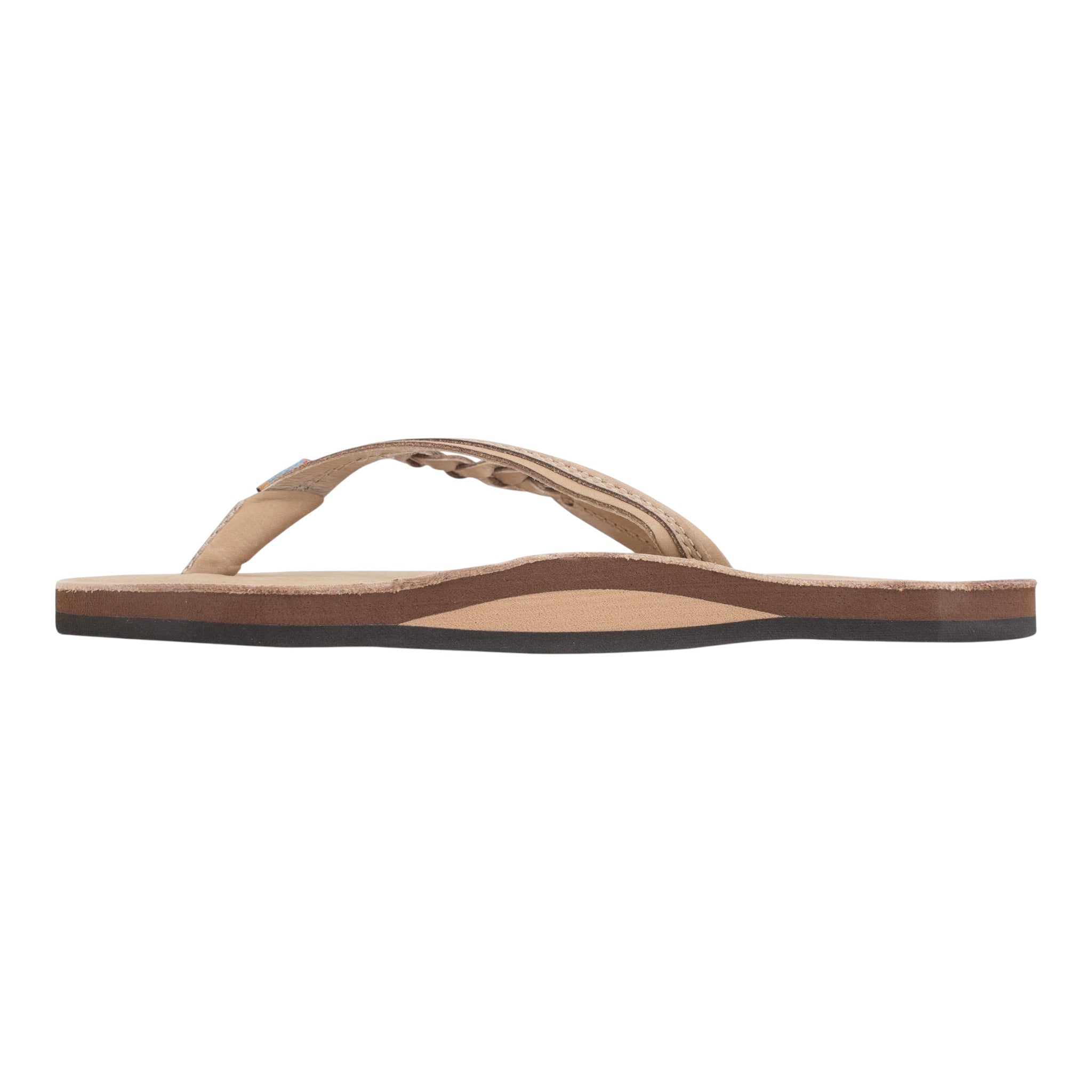 Rainbow Sandals Womens Flirty Braidy – Single Layer Arch Support 1/2" Narrow Strap w/ Braid - Sierra Brown
