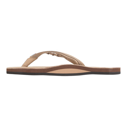 Rainbow Sandals Womens Flirty Braidy – Single Layer Arch Support 1/2" Narrow Strap w/ Braid - Sierra Brown