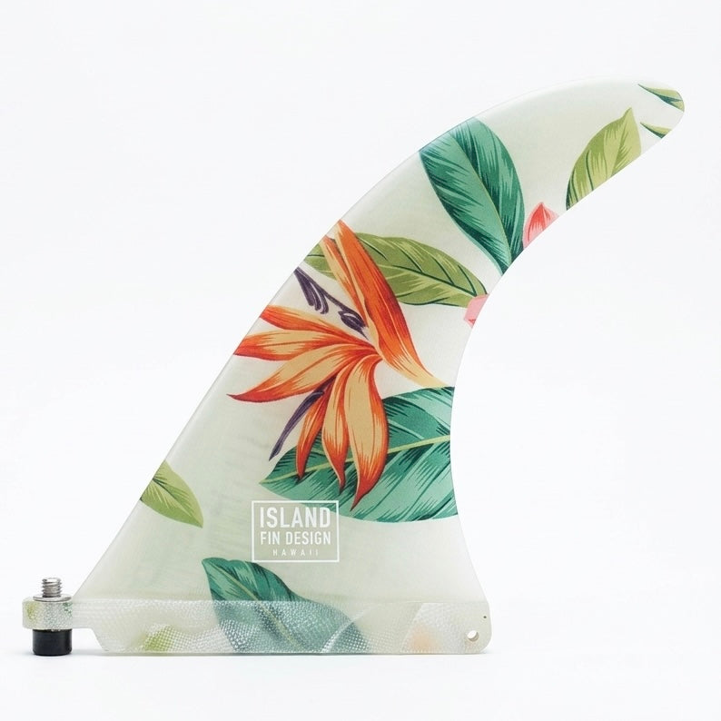 Island Fin Design - 9.0" Islander Fin - White Aloha Print