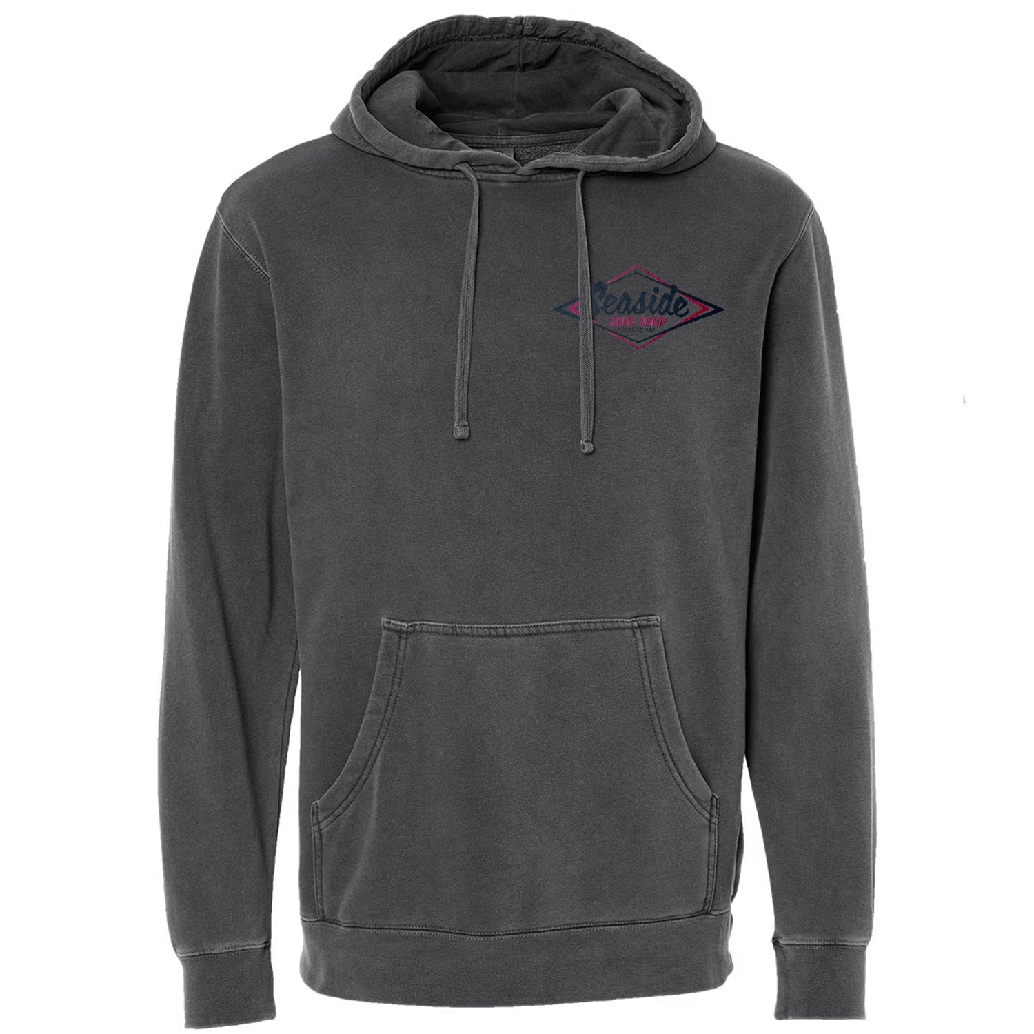 Seaside Surf Shop Mens Vintage Logo Bomber Hooded Pullover - Smoke