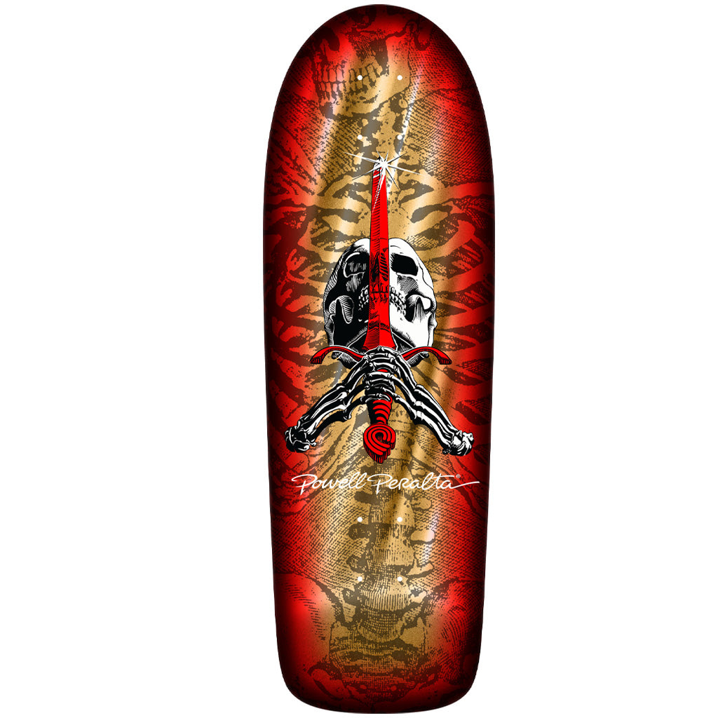 Powell Peralta OG Skull &amp; Sword Reissue Skateboard Deck Gold Foil - 10 x 30