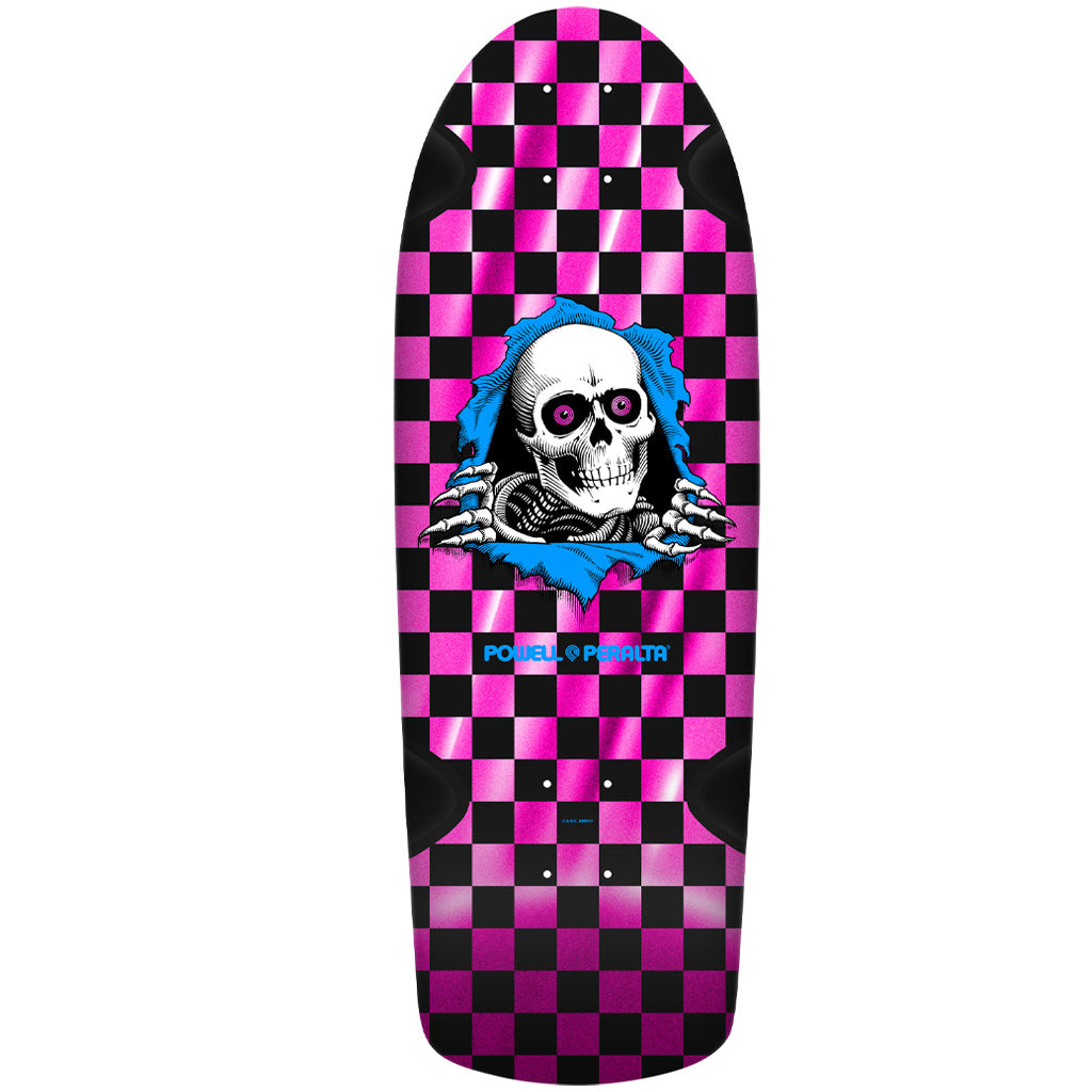 Powell Peralta OG Ripper Checker Reissue Skateboard Deck Pink Foil - 10 x 30