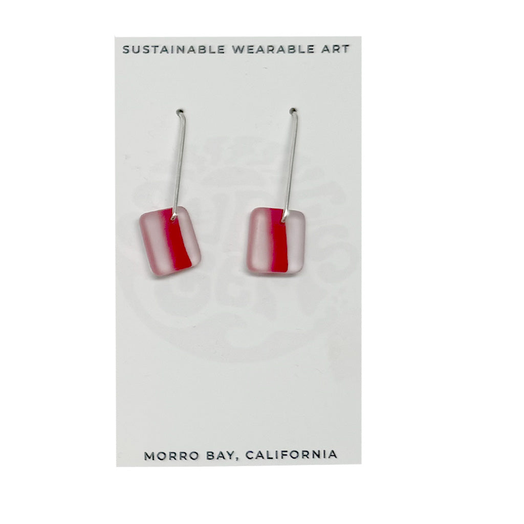 Surf Gems Sustainable Earrings - Red/Clear - Seaside Surf Shop 