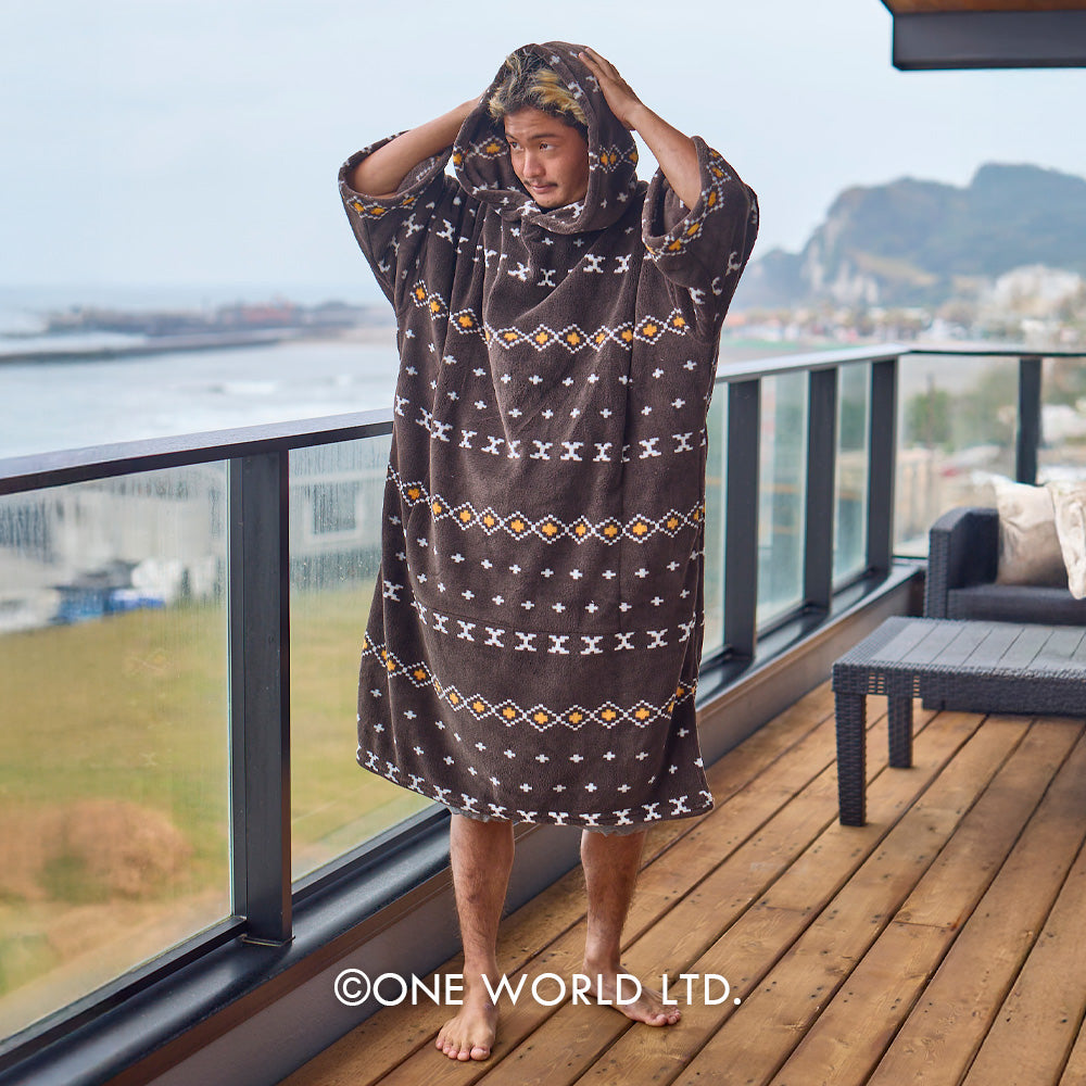 Blocksurf TLS Microfleece Wetsuit Changing Robe/Poncho - Fairisle