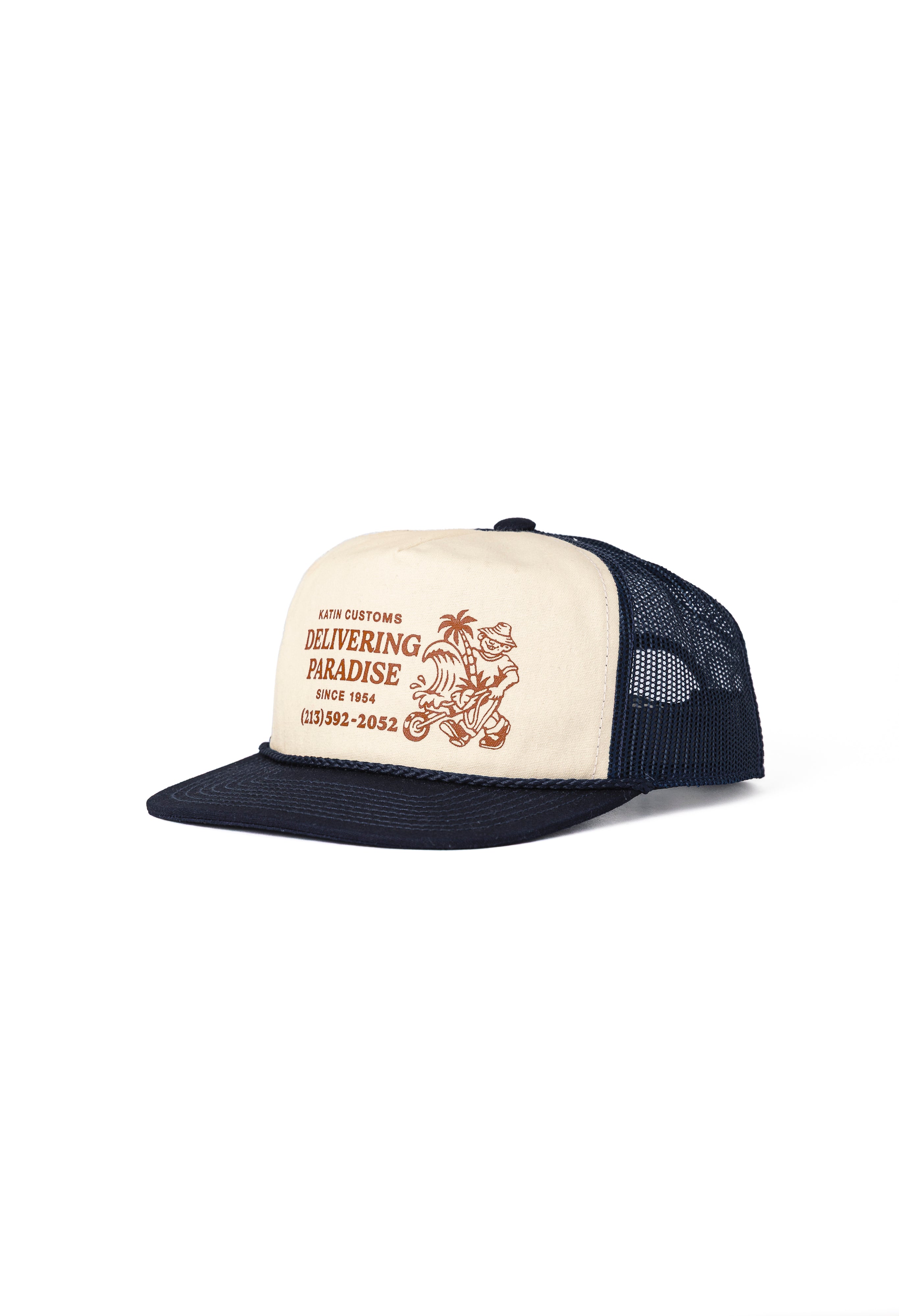 Wheeler Trucker Hat - White Navy