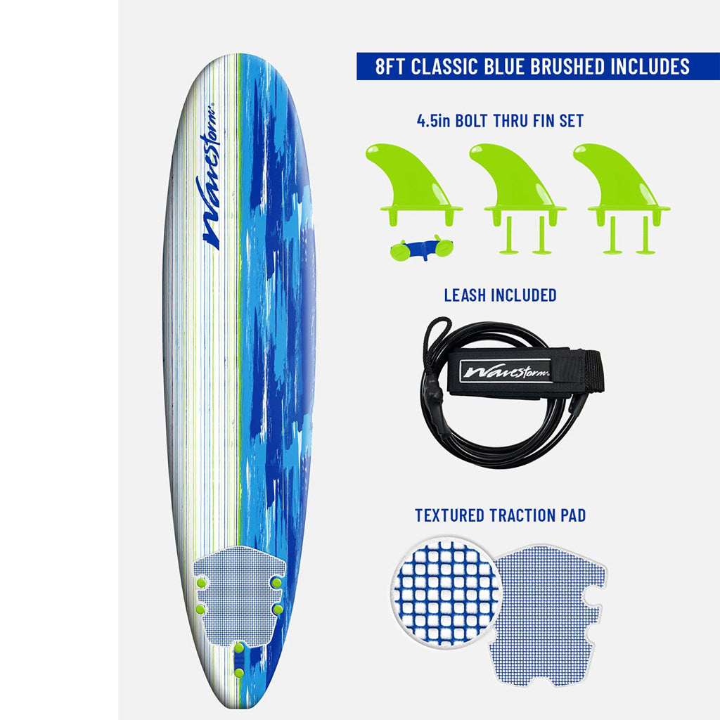 Wavestorm Surfboards Blue Brushed Surfboard -  8 ft - Seaside Surf Shop 