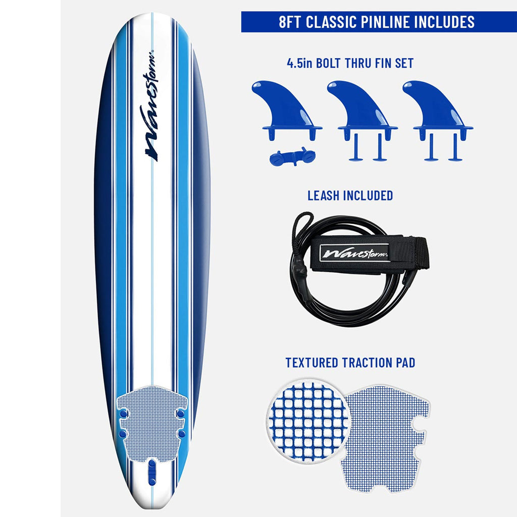 Wavestorm Surfboards Classic Pinline Surfboard -  8 ft - Seaside Surf Shop 