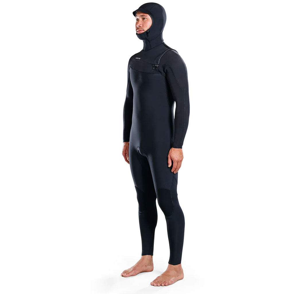 Adelio Mens 5/4 Conner Hooded Base Steamer Wetsuit - Black