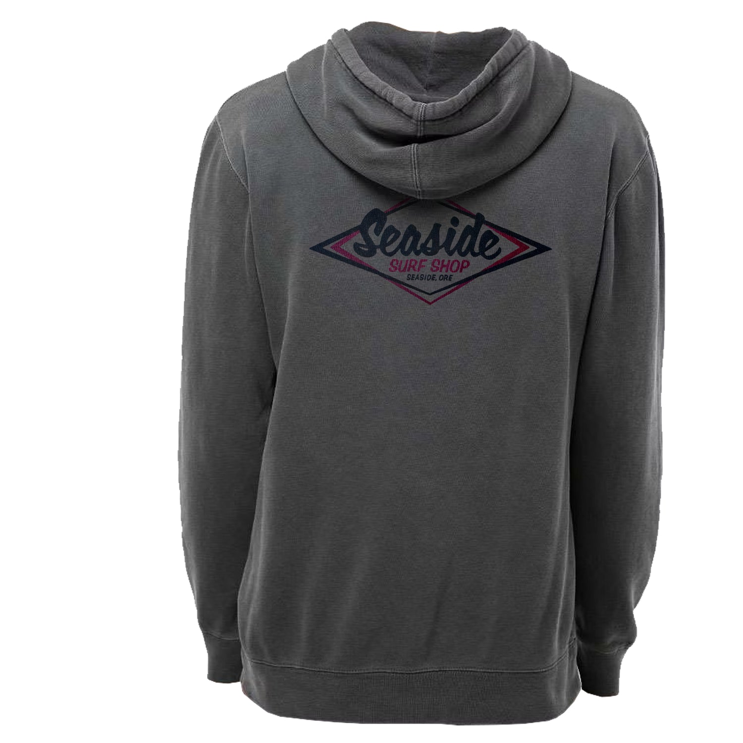 Seaside Surf Shop Mens Vintage Logo Bomber Hooded Pullover - Smoke