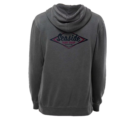 Seaside Surf Shop Mens Vintage Logo Bomber Hooded Pullover - Smoke
