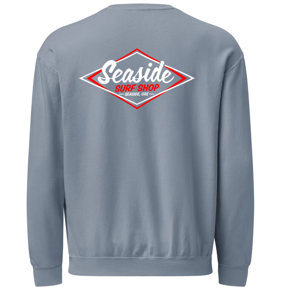 Seaside Surf Shop Vintage Logo Bomber Crew - Steel Grey