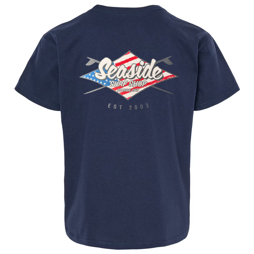 Seaside Surf Stars & Stripes S/S Tee - Navy
