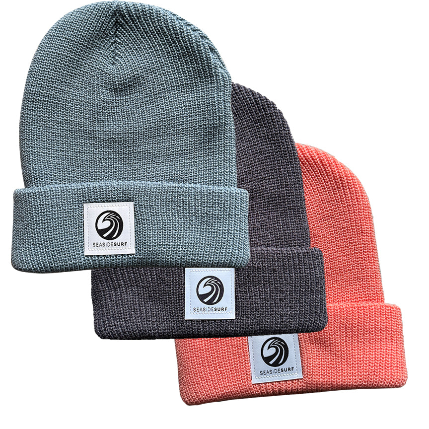 Seaside Surf Shop Wave Patch Logo  Beanie - Perfect Knit
