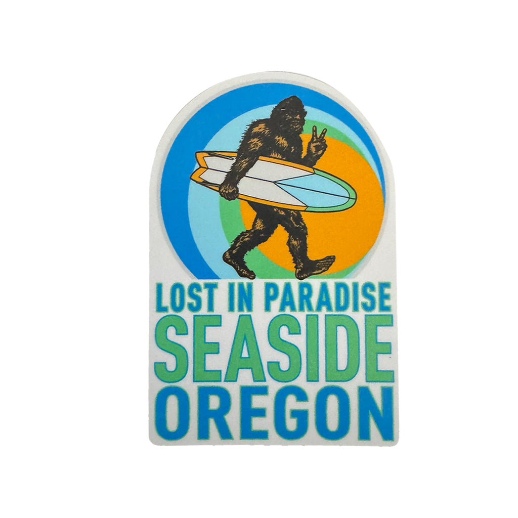Seaside Surf Bigfoot Surfs Sticker - 4x2.5&quot; - Seaside Surf Shop 
