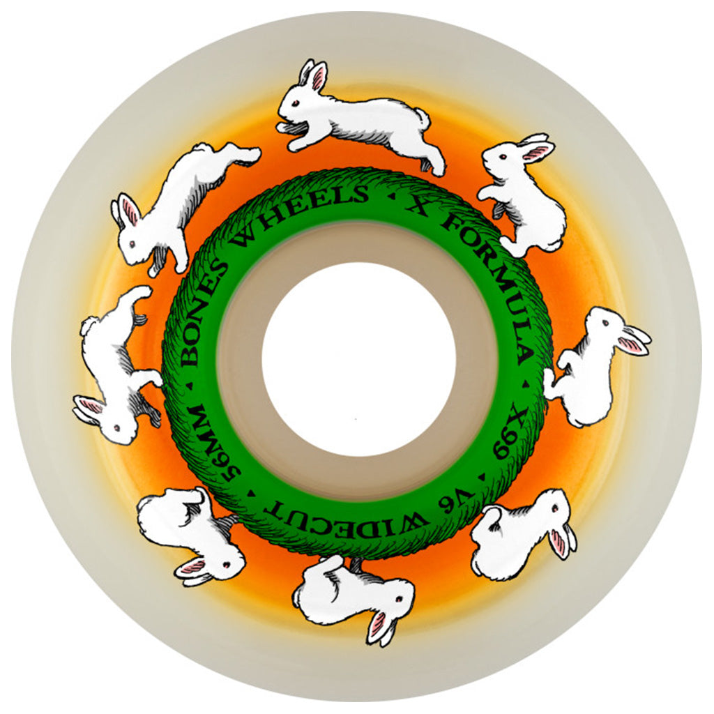 BONES WHEELS X-Formula Skateboard Wheels Runny Bunny 56 V6 Wide-Cut 99A 4pk