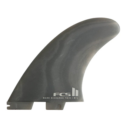 FCS II Mark Richards Twin + Stabilizer Fin Set - Eco Neo Glass Smoke Swirl
