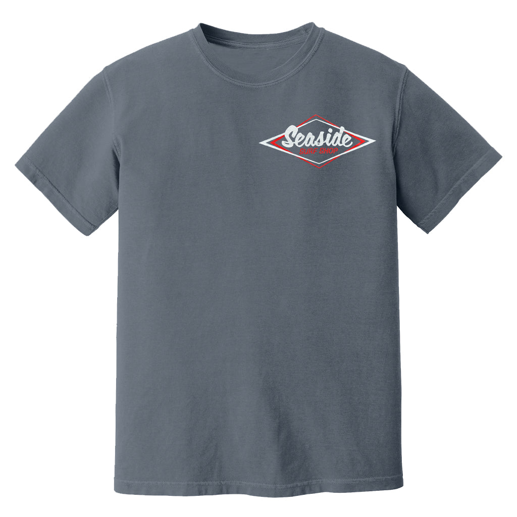 Seaside Surf Garment Dyed Vintage Logo S/S Tee - Baltic/White Logo