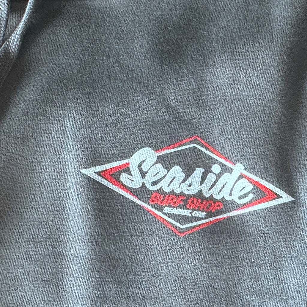 Seaside Surf Shop Mens Vintage Logo Bomber Hooded Pullover - Smoke