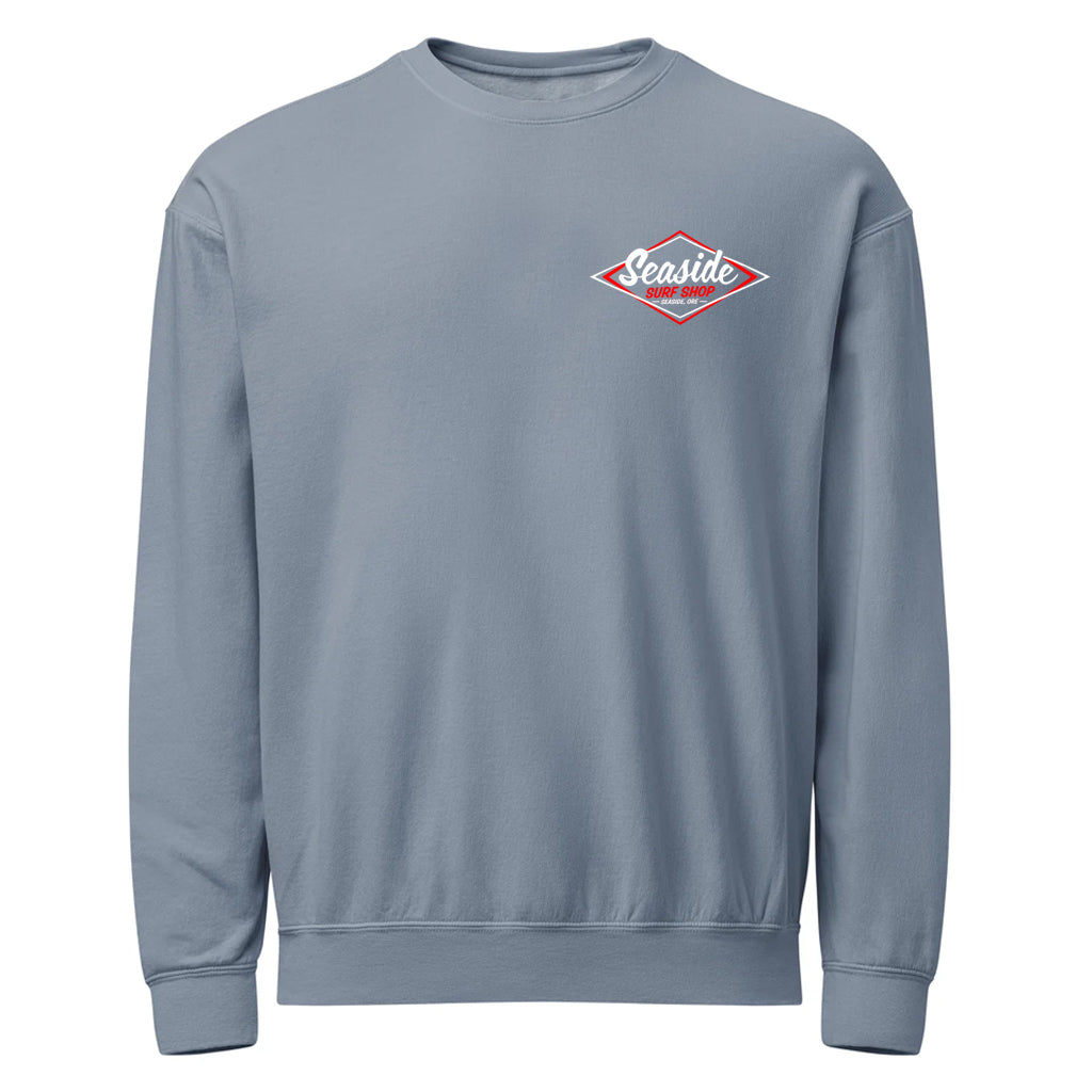 Seaside Surf Shop Vintage Logo Bomber Crew - Steel Grey