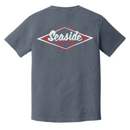Seaside Surf Garment Dyed Vintage Logo S/S Tee - Baltic/White Logo
