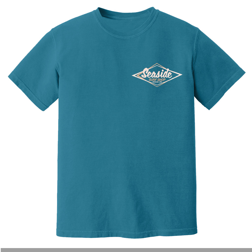 Seaside Surf Garment Dyed Vintage Logo S/S Tee - Hawaii Blue