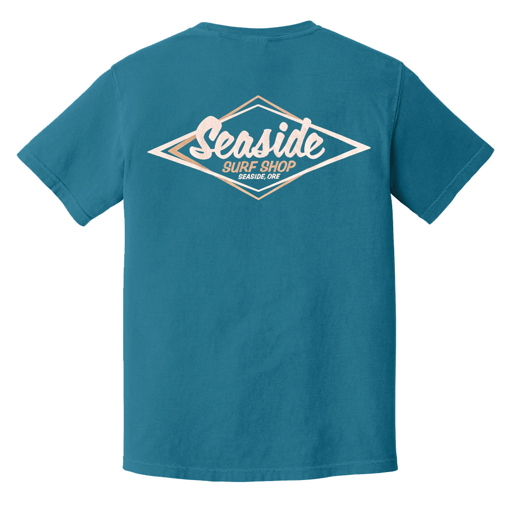 Seaside Surf Garment Dyed Vintage Logo S/S Tee - Hawaii Blue