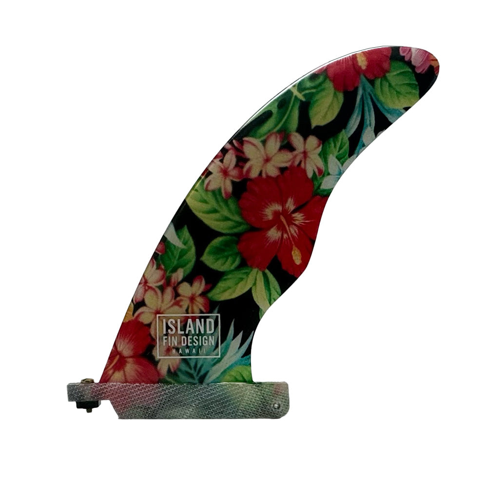 Island Fin Design- 7.5&quot; Cutaway Fin - Aloha Print - Seaside Surf Shop 