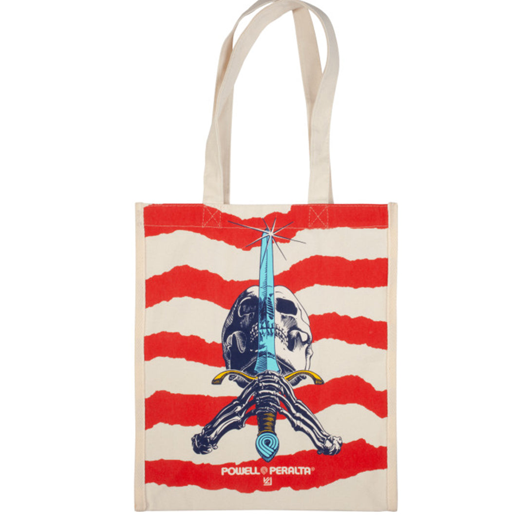 Powell Peralta Skull &amp; Sword Canvas Shopping Bag 12"x14"x7"