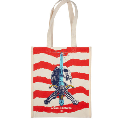 Powell Peralta Skull &amp; Sword Canvas Shopping Bag 12"x14"x7"