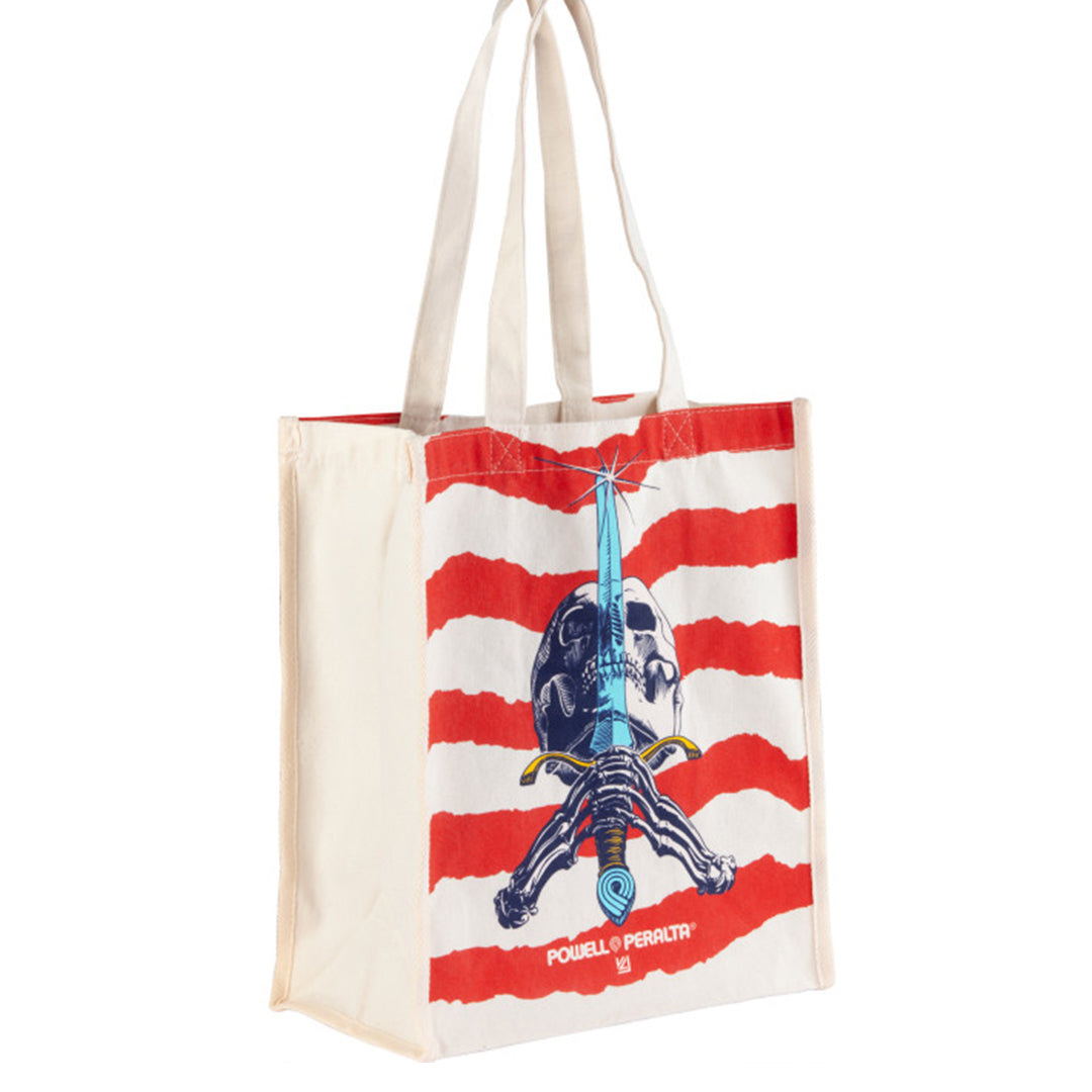 Powell Peralta Skull &amp; Sword Canvas Shopping Bag 12"x14"x7"