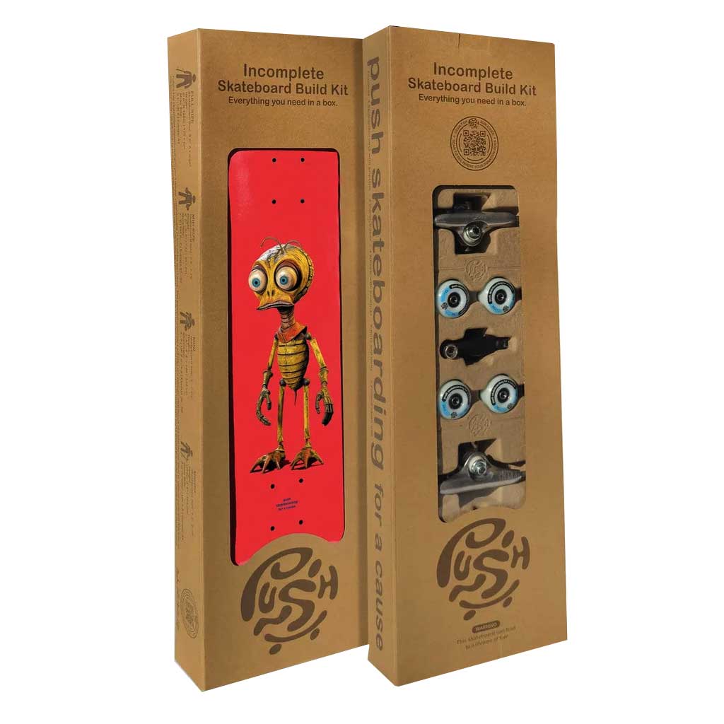 Push Bee Zombie "In"-Complete Skateboard Build Your Own Kit - 7.75"/Vivid Red