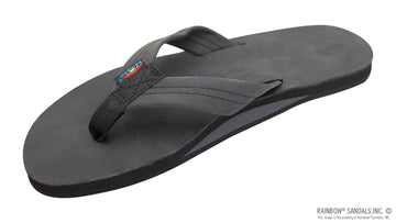 Rainbow Sandals Men's Single Layer Premier Leather with Arch Support 1" Strap - Premier Black