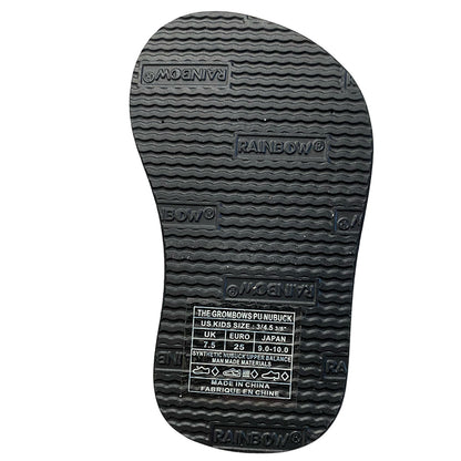 Rainbow The Grombow - Toddler Soft Rubber Top Sole with 1&quot; Strap - Dark Grey Strap/Pinline Black