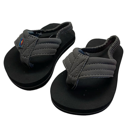 Rainbow The Grombow - Toddler Soft Rubber Top Sole with 1&quot; Strap - Dark Grey Strap/Pinline Black