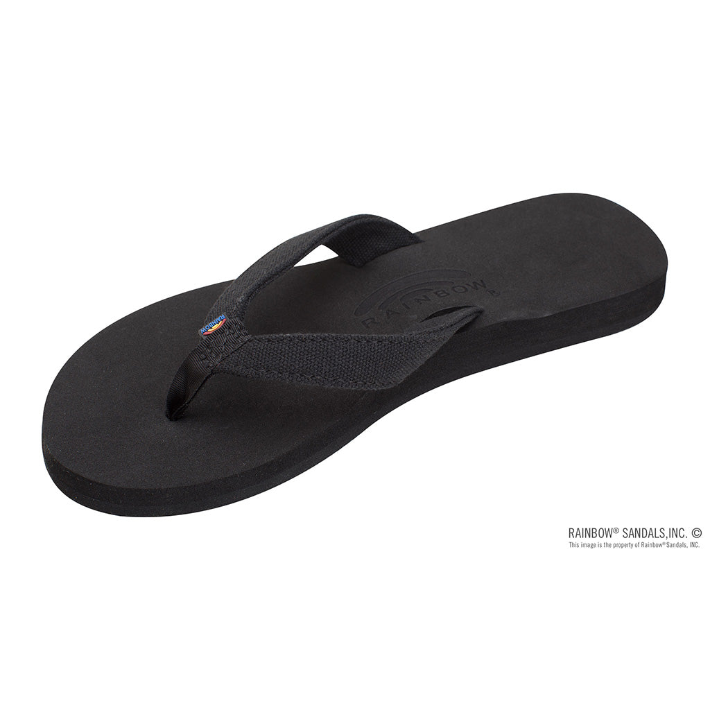Rainbow Sandals Womens The Bella - Soft Top Black Tapered Canvas Strap - Black - Seaside Surf Shop 