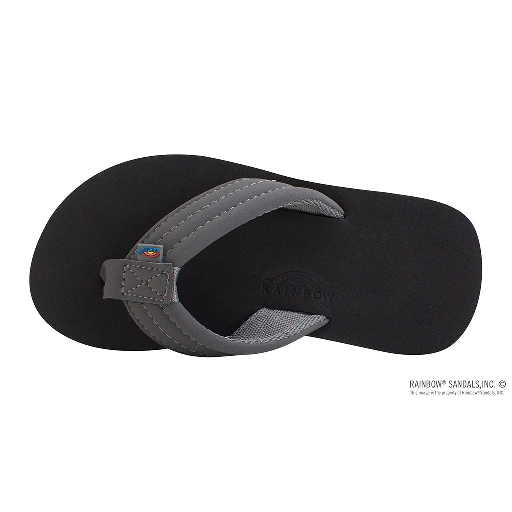 Rainbow The Grombow - Soft Rubber Top Sole with 1" Strap and Pin line - Dark Grey Strap/Pinline Black - Seaside Surf Shop 