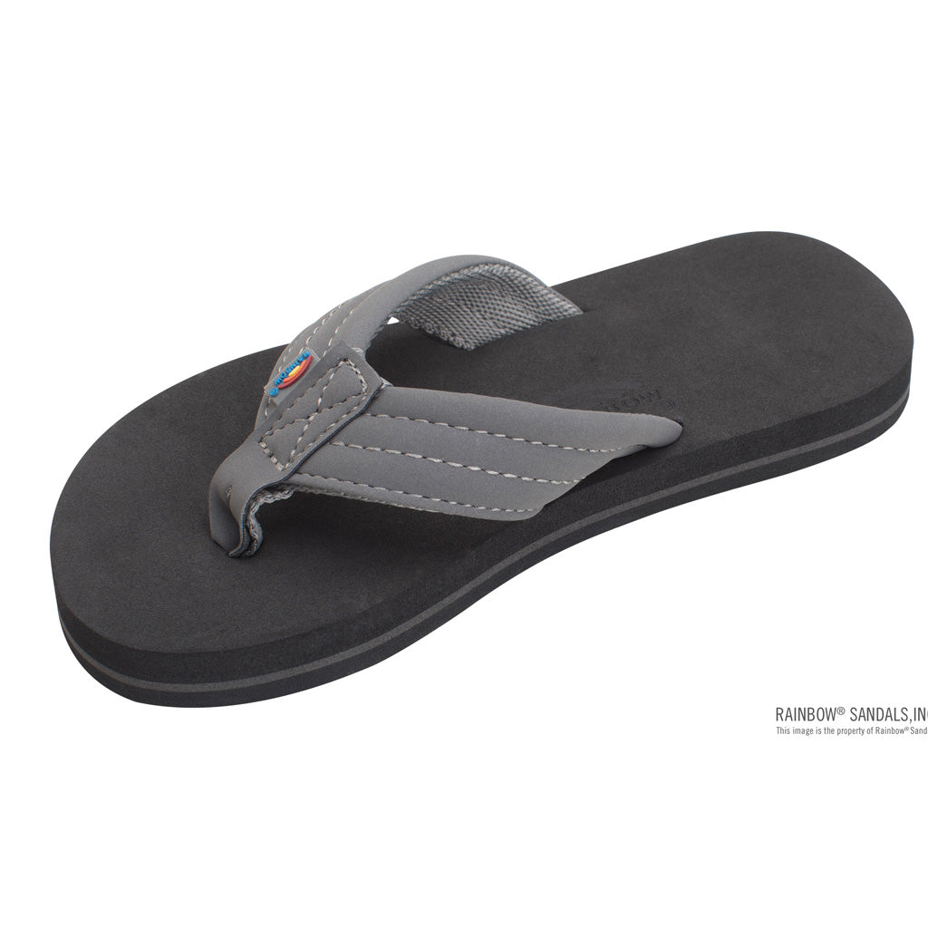 Rainbow The Grombow - Soft Rubber Top Sole with 1&quot; Strap and Pin line - Dark Grey Strap/Pinline Black - Seaside Surf Shop 