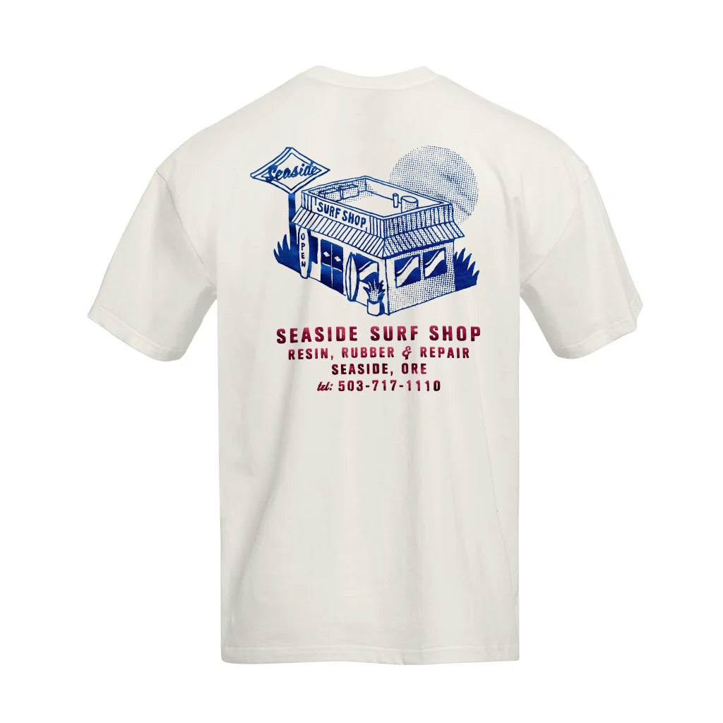 Seaside Surf Shop Resin &amp; Rubber S/S Tee - Bone