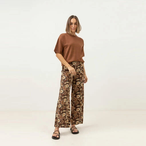 Rhythm Womens Corsica Knit Oversized Tee - Chocolate