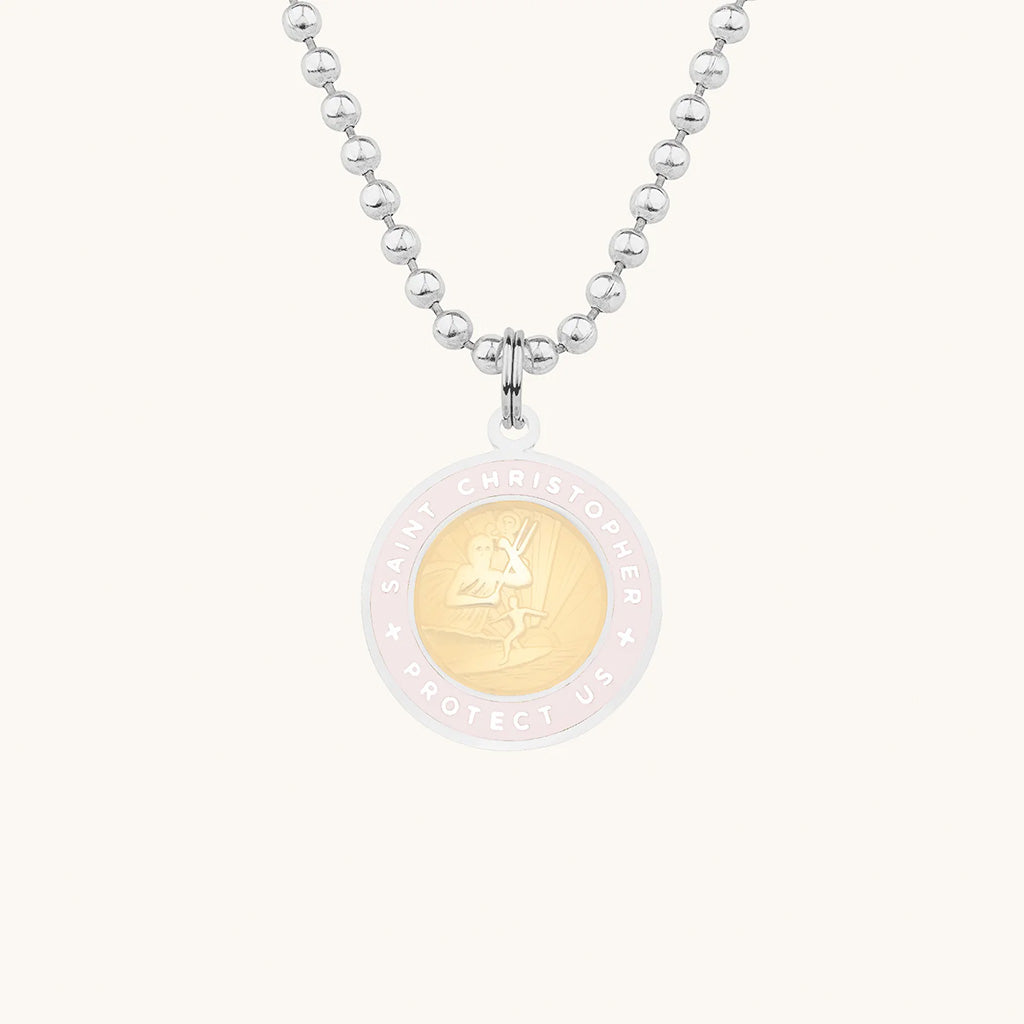 Saint Christopher Medium Medal - Coral/Petal