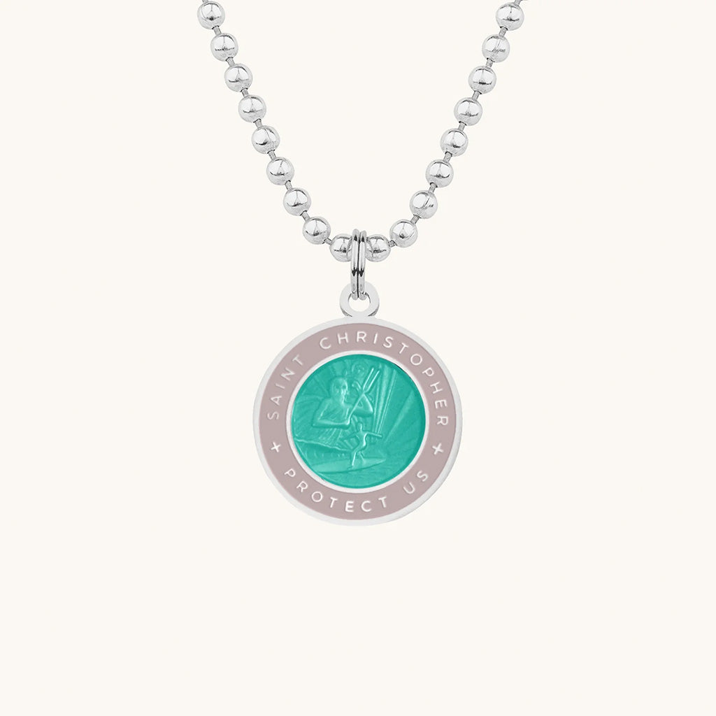 Saint Christopher Medium Medal - Teal/Lavender