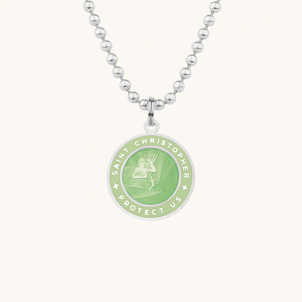 Saint Christopher Small Medal - Emerald/Cactus