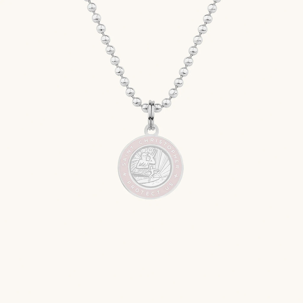 Saint Christopher Small Medal - Silver/Petal