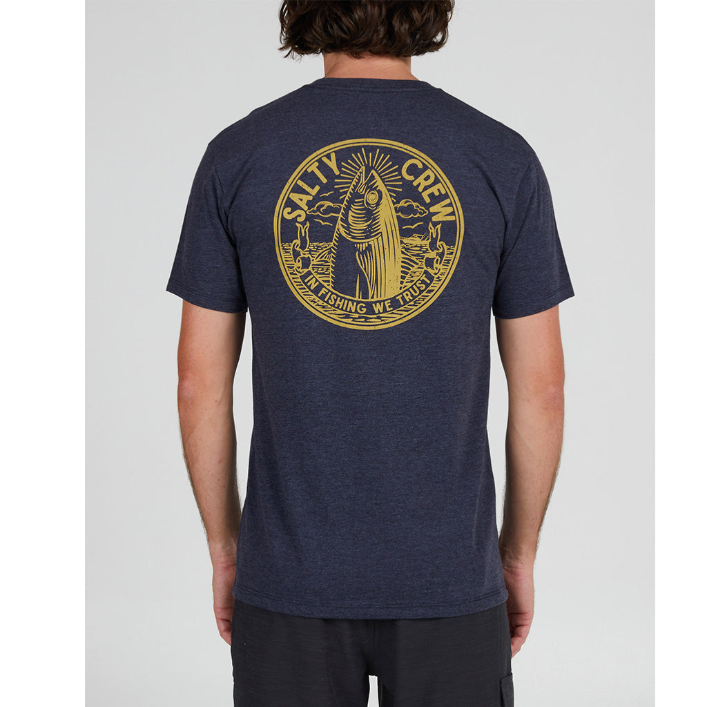 Salty Crew Mens In Fishing We Trust Premium S/S Tee - Navy Heather