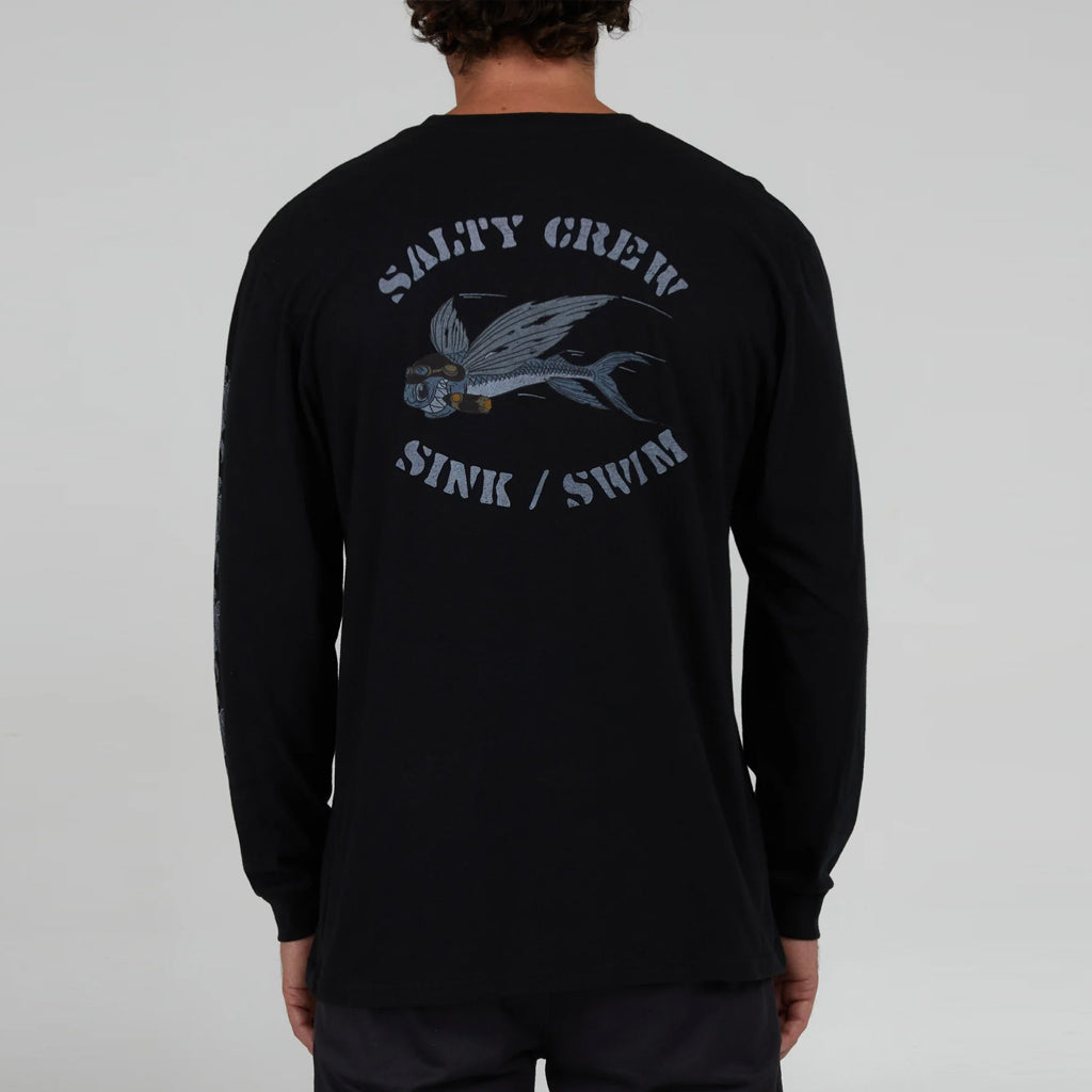 Salty Crew Mens Kamikaze Premium L/S Tee - Black