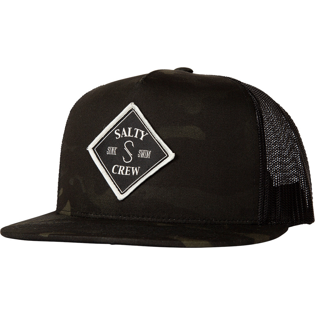Salty Crew Tippet Trucker Hat - Multi Cam Black
