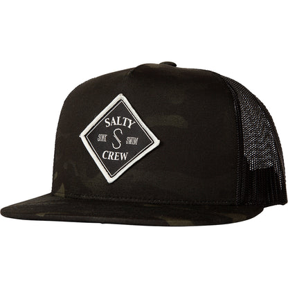 Salty Crew Tippet Trucker Hat - Multi Cam Black