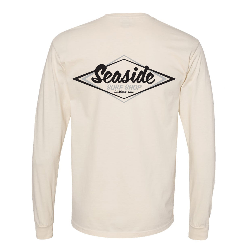 Seaside Surf Garment Dyed Vintage Logo L/S Tee - Ivory
