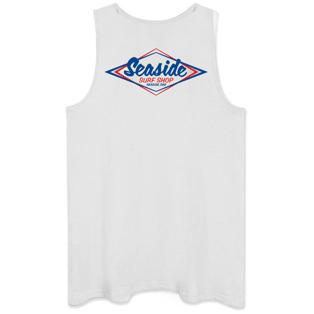Seaside Surf Shop Mens Vintage Logo Tank - White/Blue Red